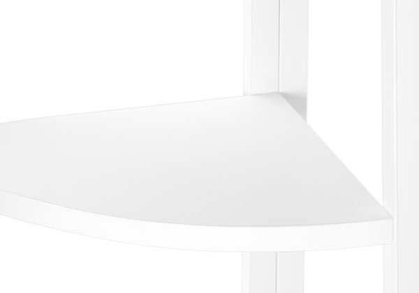 BOOKCASE - 60"H / WHITE / WHITE METAL CORNER ETAGERE