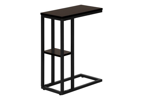ACCENT TABLE - 25"H / ESPRESSO / BLACK METAL