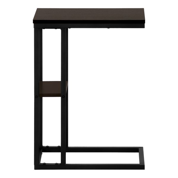 ACCENT TABLE - 25"H / ESPRESSO / BLACK METAL