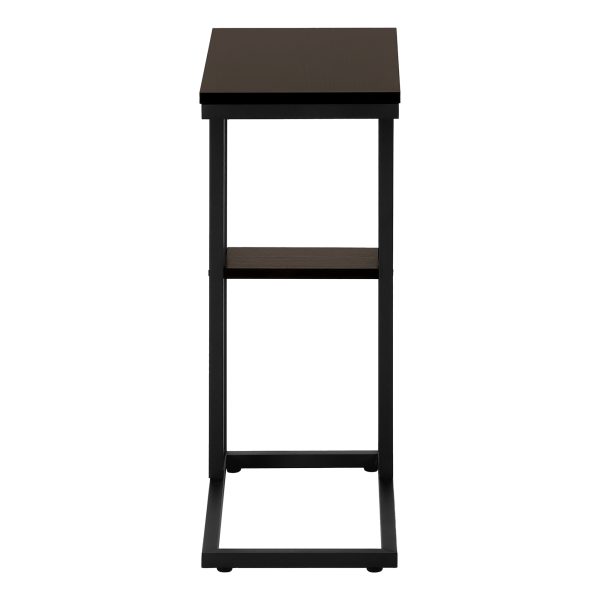 ACCENT TABLE - 25"H / ESPRESSO / BLACK METAL