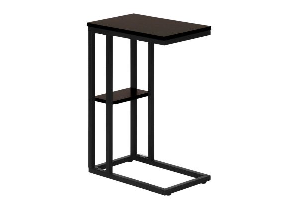 ACCENT TABLE - 25"H / ESPRESSO / BLACK METAL