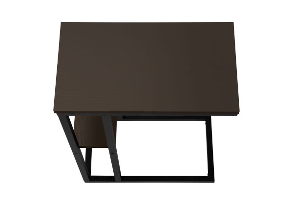 ACCENT TABLE - 25"H / ESPRESSO / BLACK METAL
