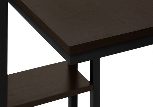ACCENT TABLE - 25"H / ESPRESSO / BLACK METAL