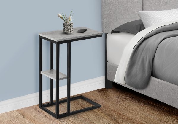 ACCENT TABLE - 25"H / GREY / BLACK METAL