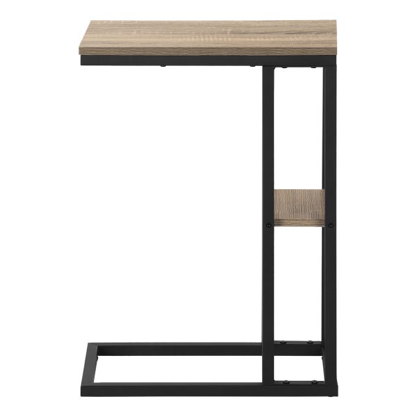 ACCENT TABLE - 25"H / DARK TAUPE / BLACK METAL