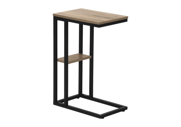 ACCENT TABLE - 25"H / DARK TAUPE / BLACK METAL