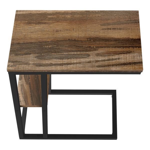 ACCENT TABLE - 25"H / BROWN RECLAIMED-LOOK / BLACK METAL