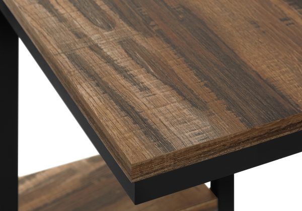 ACCENT TABLE - 25"H / BROWN RECLAIMED-LOOK / BLACK METAL