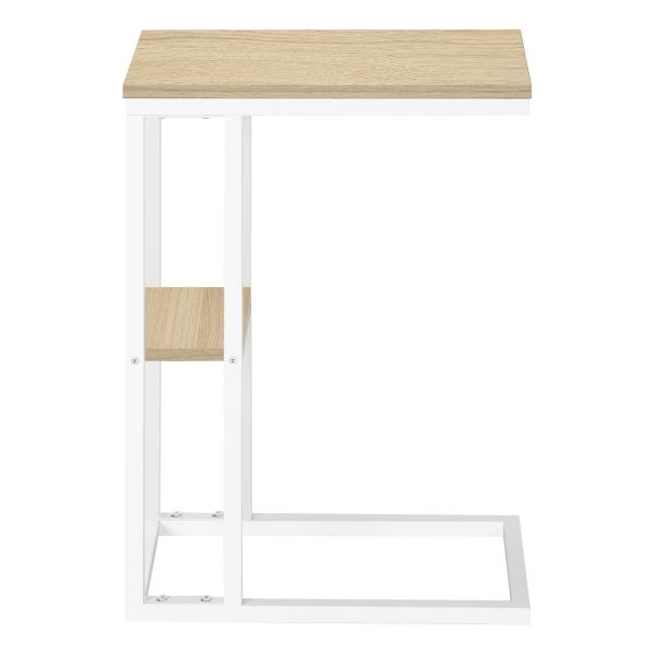 ACCENT TABLE - 25"H / NATURAL / WHITE METAL