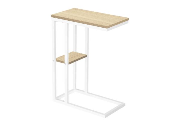 ACCENT TABLE - 25"H / NATURAL / WHITE METAL