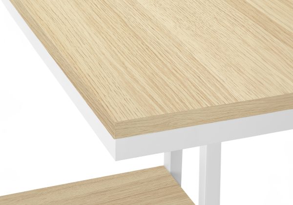 ACCENT TABLE - 25"H / NATURAL / WHITE METAL