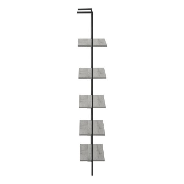 BOOKCASE - 72"H LADDER GREY / BLACK METAL