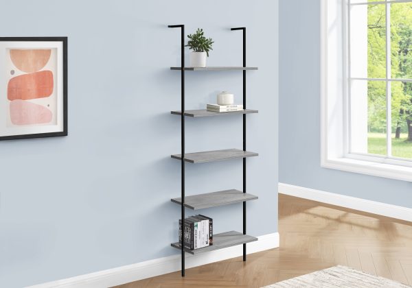 BOOKCASE - 72"H LADDER GREY / BLACK METAL