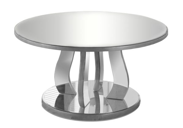 COFFEE TABLE - 36"DIA / BRUSHED SILVER / MIRROR