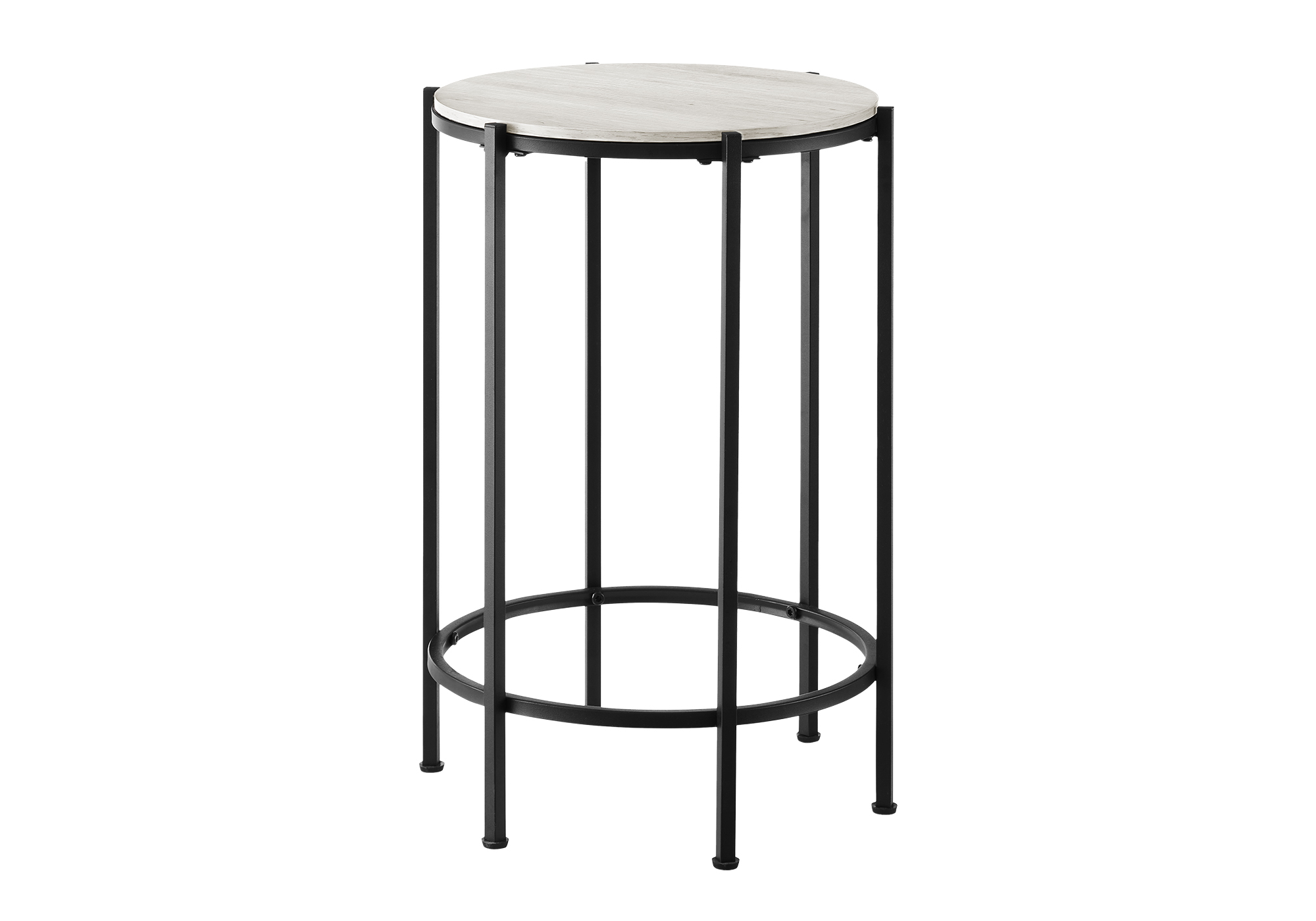 ACCENT TABLE - 24"H / WASHED OAK / BLACK METAL