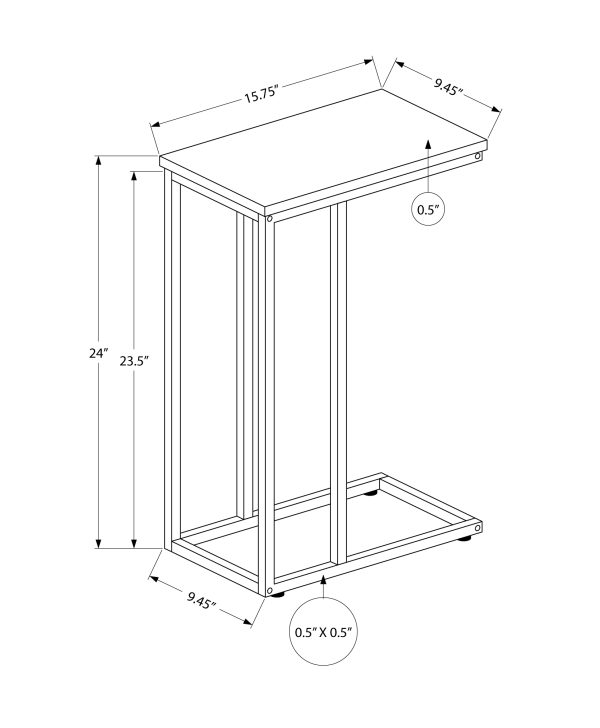 ACCENT TABLE - 25"H / DARK TAUPE / BLACK METAL