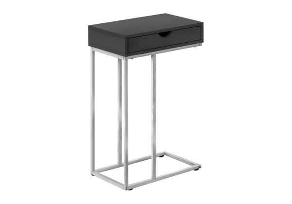 ACCENT TABLE - 25"H / BLACK / SILVER METAL
