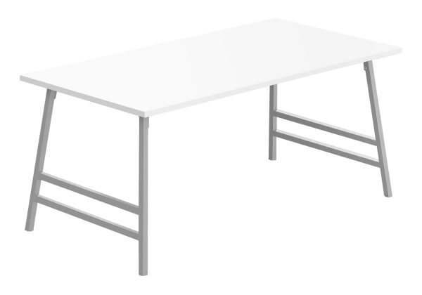 COFFEE TABLE - 40"L / WHITE / SILVER METAL