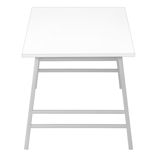 COFFEE TABLE - 40"L / WHITE / SILVER METAL