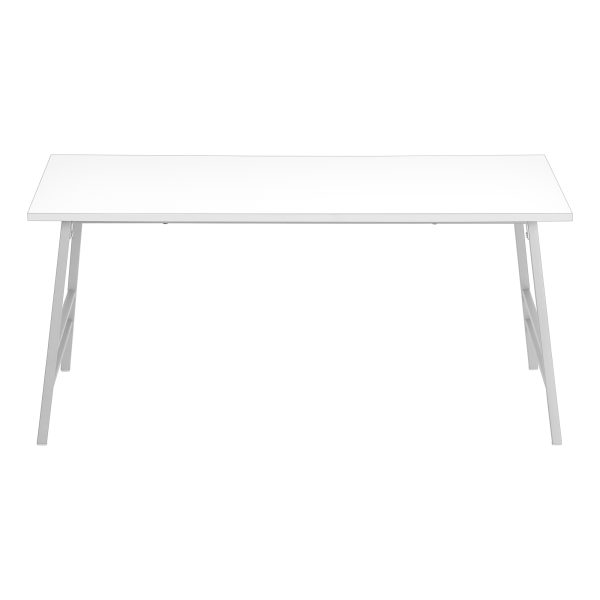 COFFEE TABLE - 40"L / WHITE / SILVER METAL