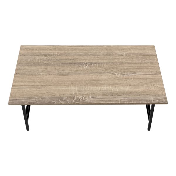 COFFEE TABLE - 40"L / DARK TAUPE / BLACK METAL