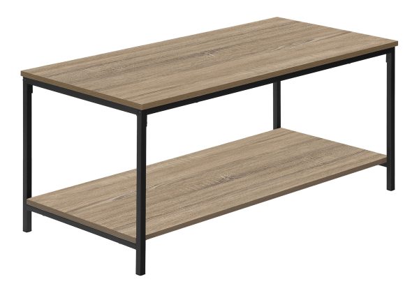 COFFEE TABLE - 40"L / DARK TAUPE / BLACK METAL