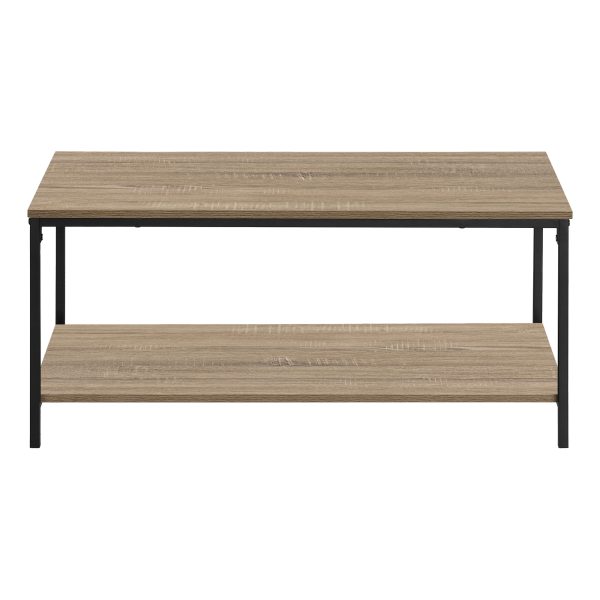 COFFEE TABLE - 40"L / DARK TAUPE / BLACK METAL