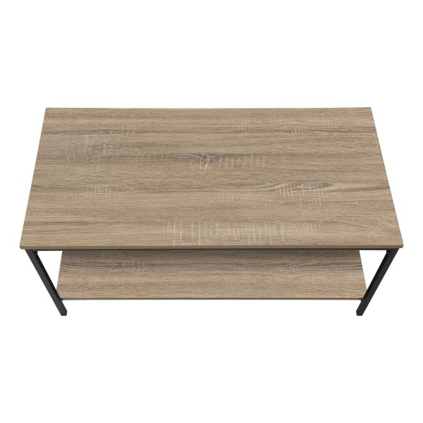 COFFEE TABLE - 40"L / DARK TAUPE / BLACK METAL