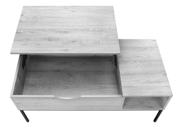 COFFEE TABLE - 42"L / LIFT-TOP GREY / BLACK METAL