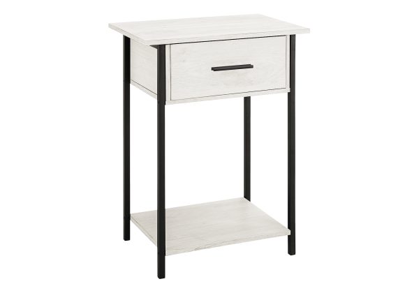 ACCENT TABLE - 24"H / WASHED OAK / BLACK METAL