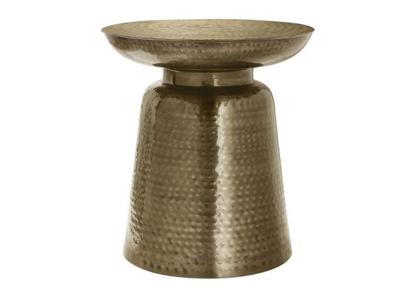 ACCENT TABLE - 22"H / GOLD IRON METAL DRUM END
