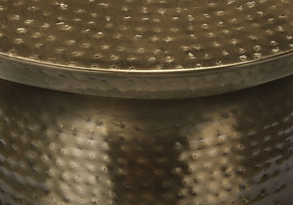 ACCENT TABLE - 22"H / GOLD IRON METAL DRUM END