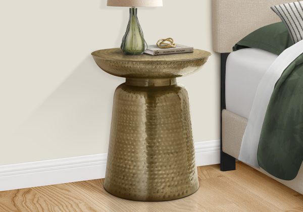 ACCENT TABLE - 22"H / GOLD IRON METAL DRUM END