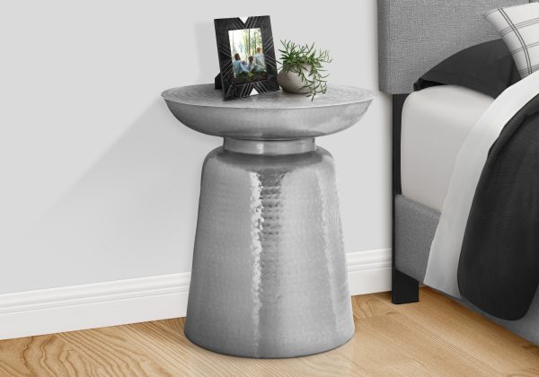 ACCENT TABLE - 22"H / CHROME IRON METAL DRUM END