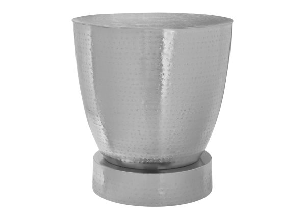 ACCENT TABLE - 22"H / CHROME IRON METAL DRUM END
