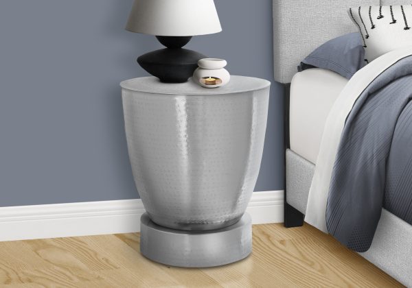 ACCENT TABLE - 22"H / CHROME IRON METAL DRUM END