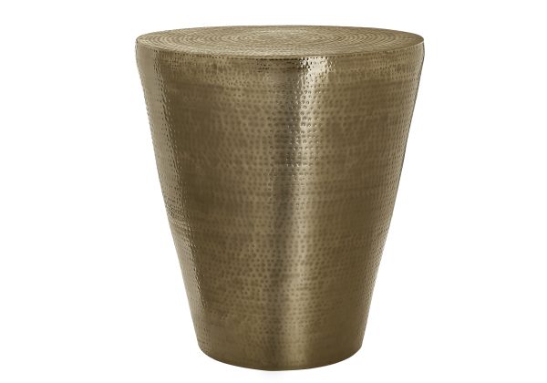 ACCENT TABLE - 22"H / GOLD IRON METAL DRUM END TABLE