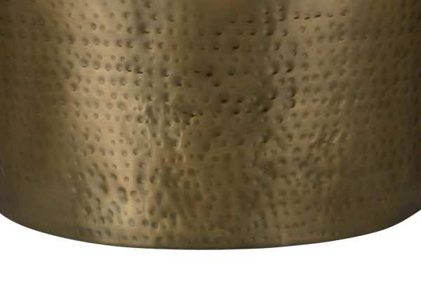 ACCENT TABLE - 22"H / GOLD IRON METAL DRUM END TABLE