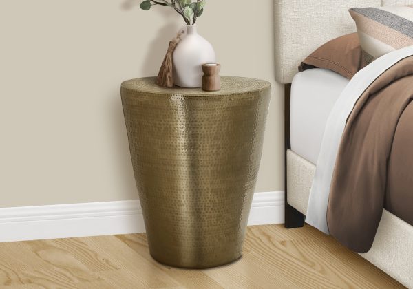 ACCENT TABLE - 22"H / GOLD IRON METAL DRUM END TABLE