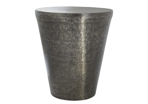 ACCENT TABLE - 22"H / SILVER GREY IRON METAL DRUM END