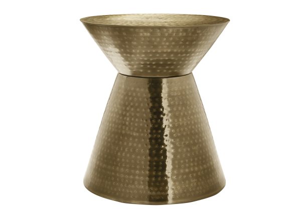 ACCENT TABLE - 22"H / GOLD IRON METAL DRUM END TABLE