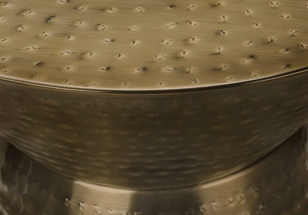ACCENT TABLE - 22"H / GOLD IRON METAL DRUM END TABLE