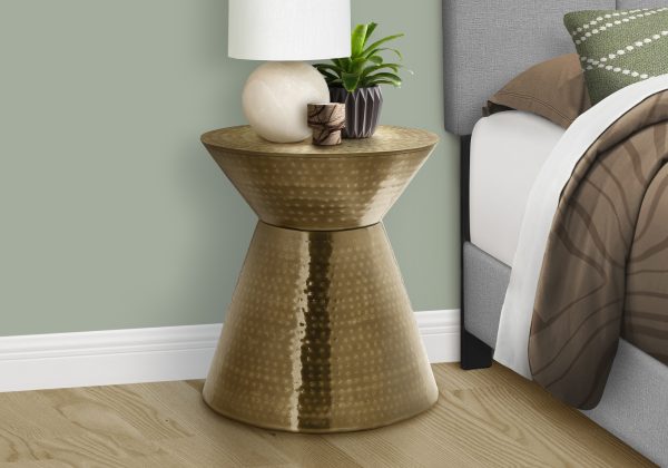 ACCENT TABLE - 22"H / GOLD IRON METAL DRUM END TABLE