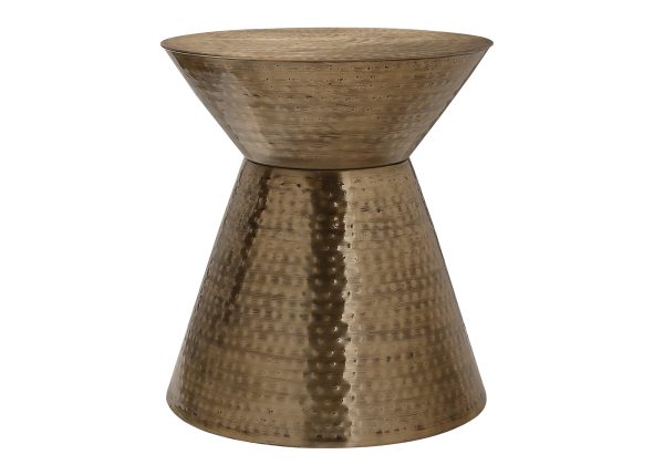 ACCENT TABLE - 22"H / COPPER IRON METAL DRUM END TABLE