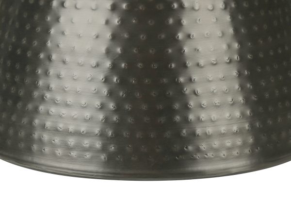 ACCENT TABLE - 22"H / SILVER GREY IRON METAL DRUM END