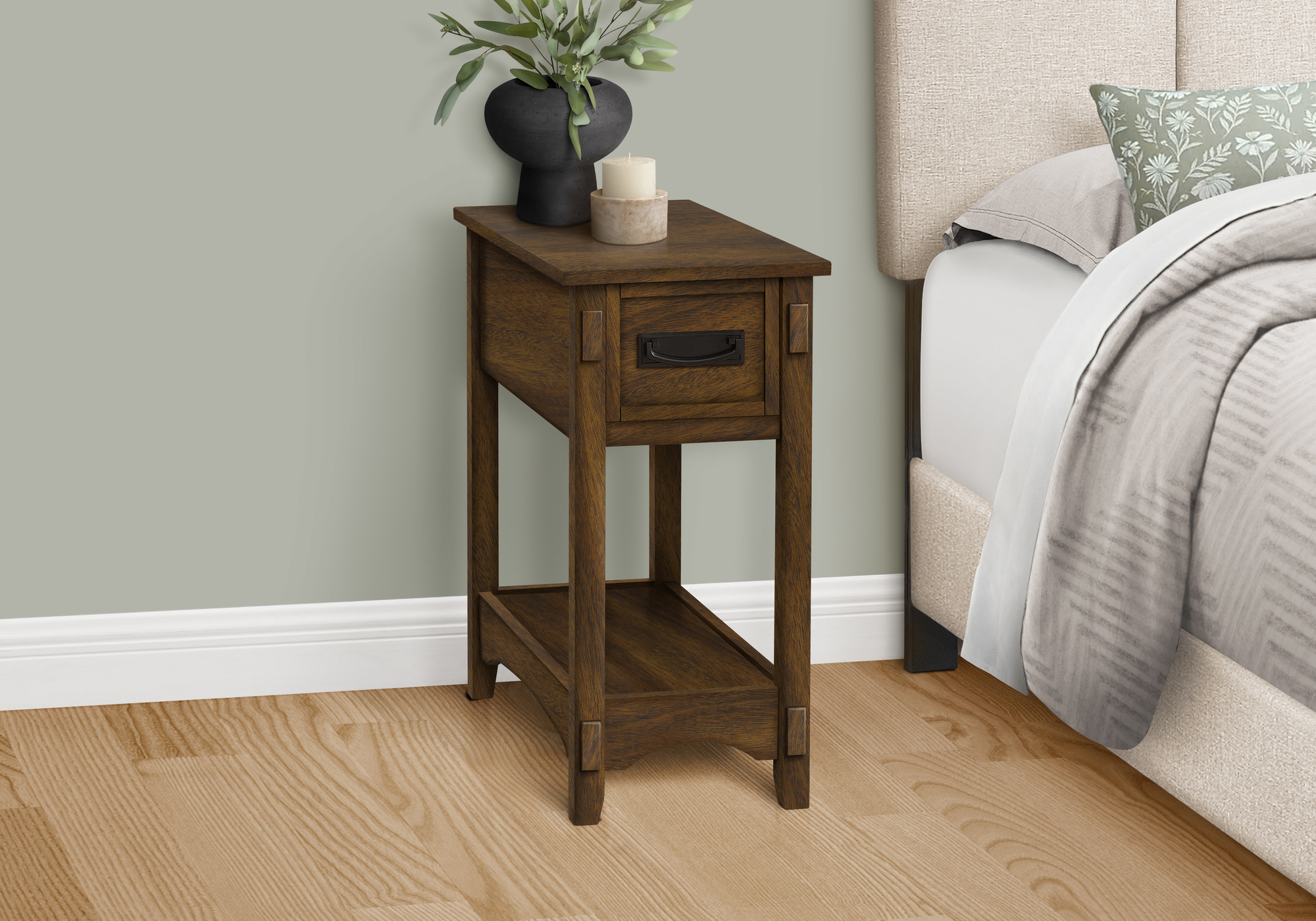 ACCENT TABLE - 24"H / BROWN WALNUT VENEER END TABLE