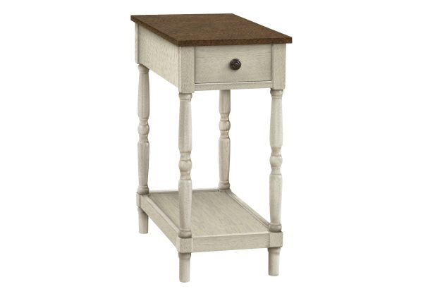 ACCENT TABLE - 24"H / ANTIQUE WHITE / ESPRESSO VENEER
