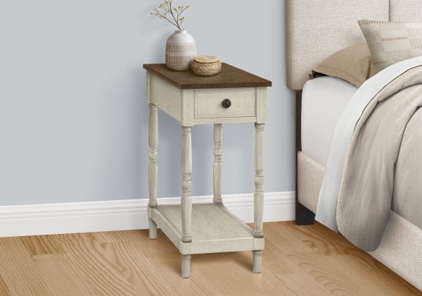 ACCENT TABLE - 24"H / ANTIQUE WHITE / ESPRESSO VENEER
