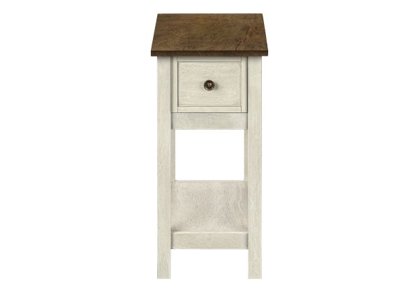 ACCENT TABLE - 24"H / ANTIQUE WHITE / ESPRESSO VENEER