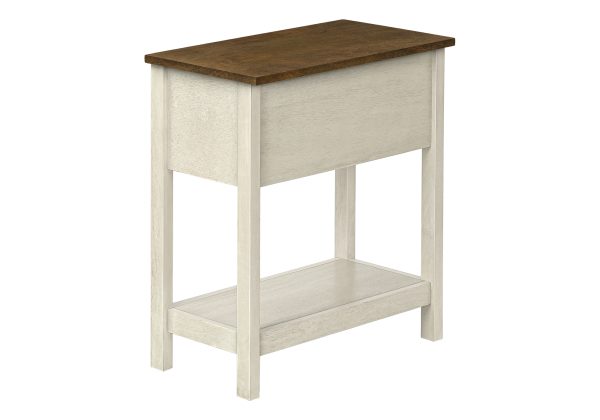 ACCENT TABLE - 24"H / ANTIQUE WHITE / ESPRESSO VENEER